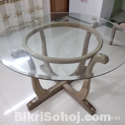 Round Glass top Dining Table
